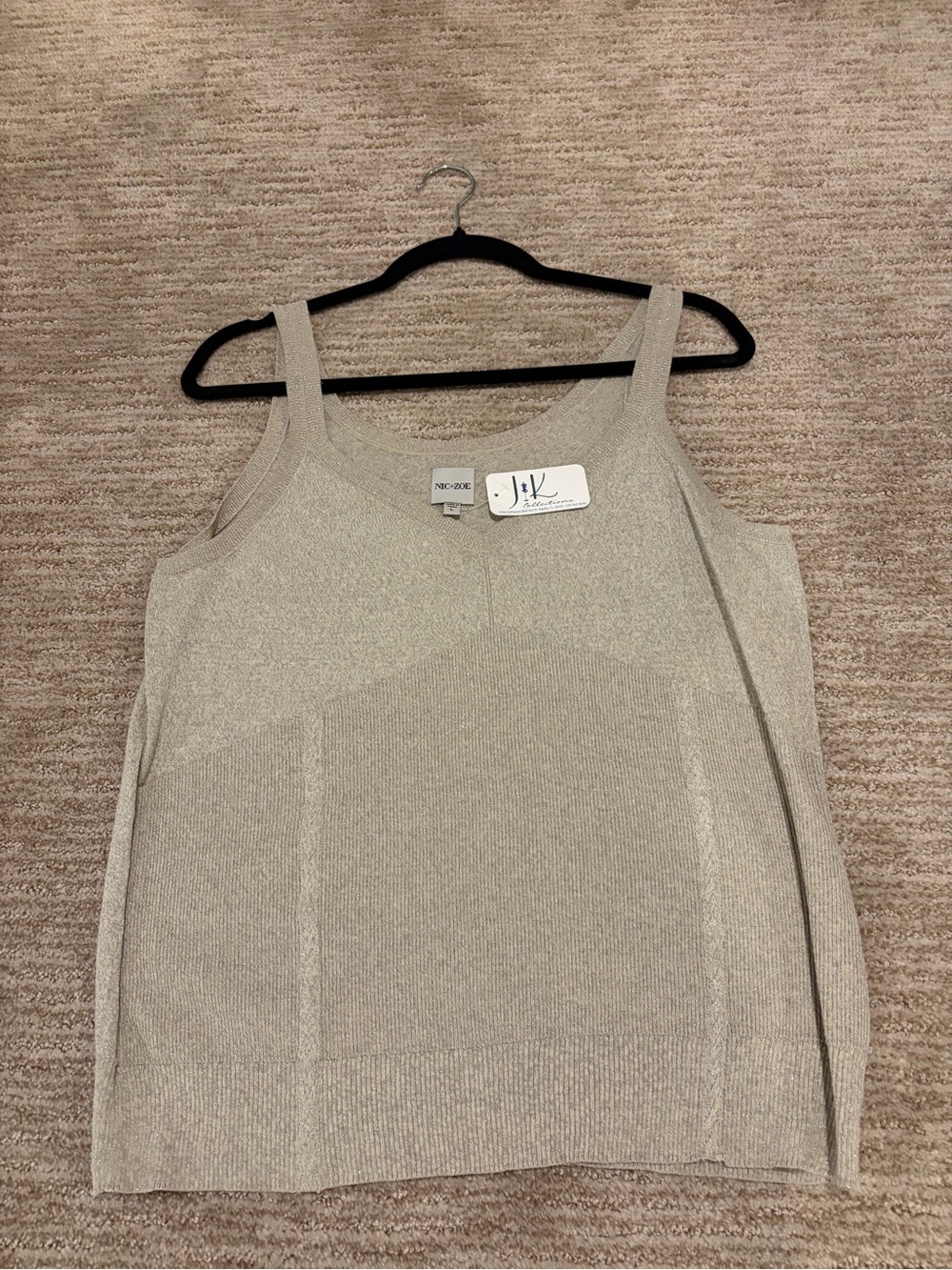 NIC+ZOE Light Beige Knit Scoop Tank